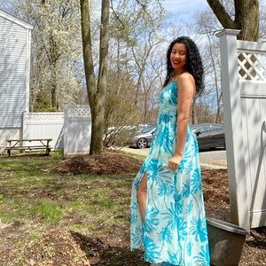 Candie’s aqua palm tree print maxi dress